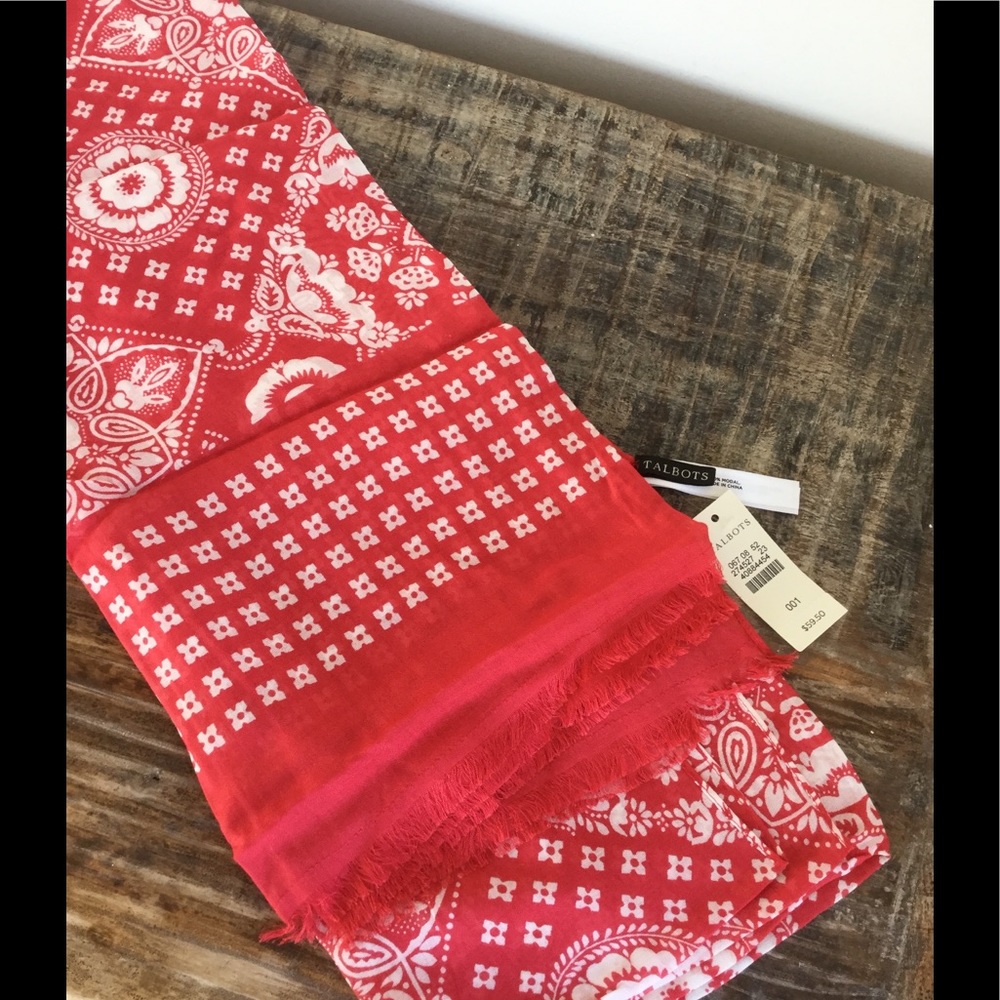 💥HP💥NWT Talbots Red & White Scarf/Wrap💥HP💥